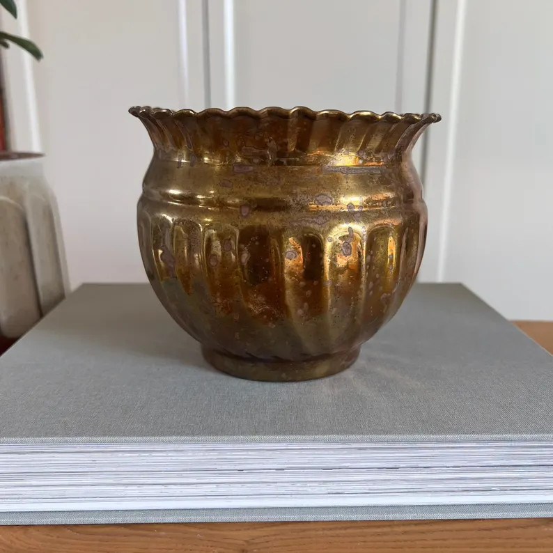 Vintage Brass Planter | Scalloped Fluted Cache Pot - Etsy | Etsy (Global)
