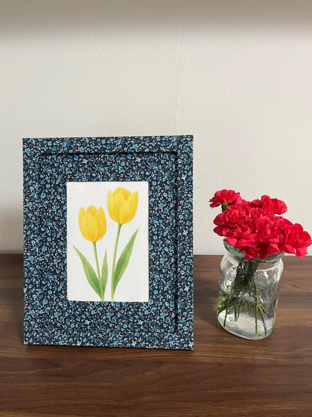 8 X 10 Blue and White Floral Custom Fabric Wrapped Frame and Mat for 5 X 7 Photo - Etsy | Etsy (US)