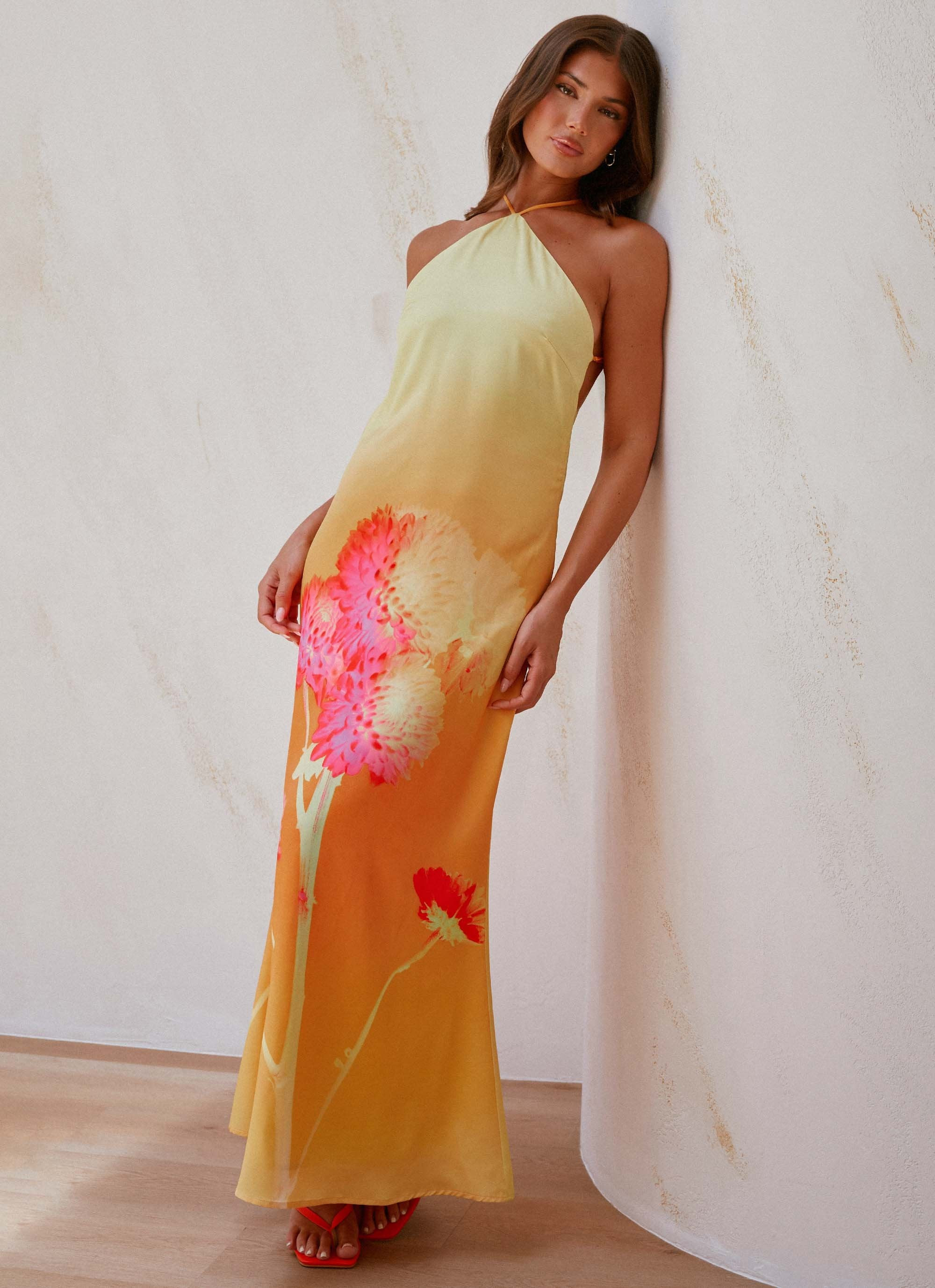 Chloe Maxi Dress - Orange Floral | Peppermayo (Global)