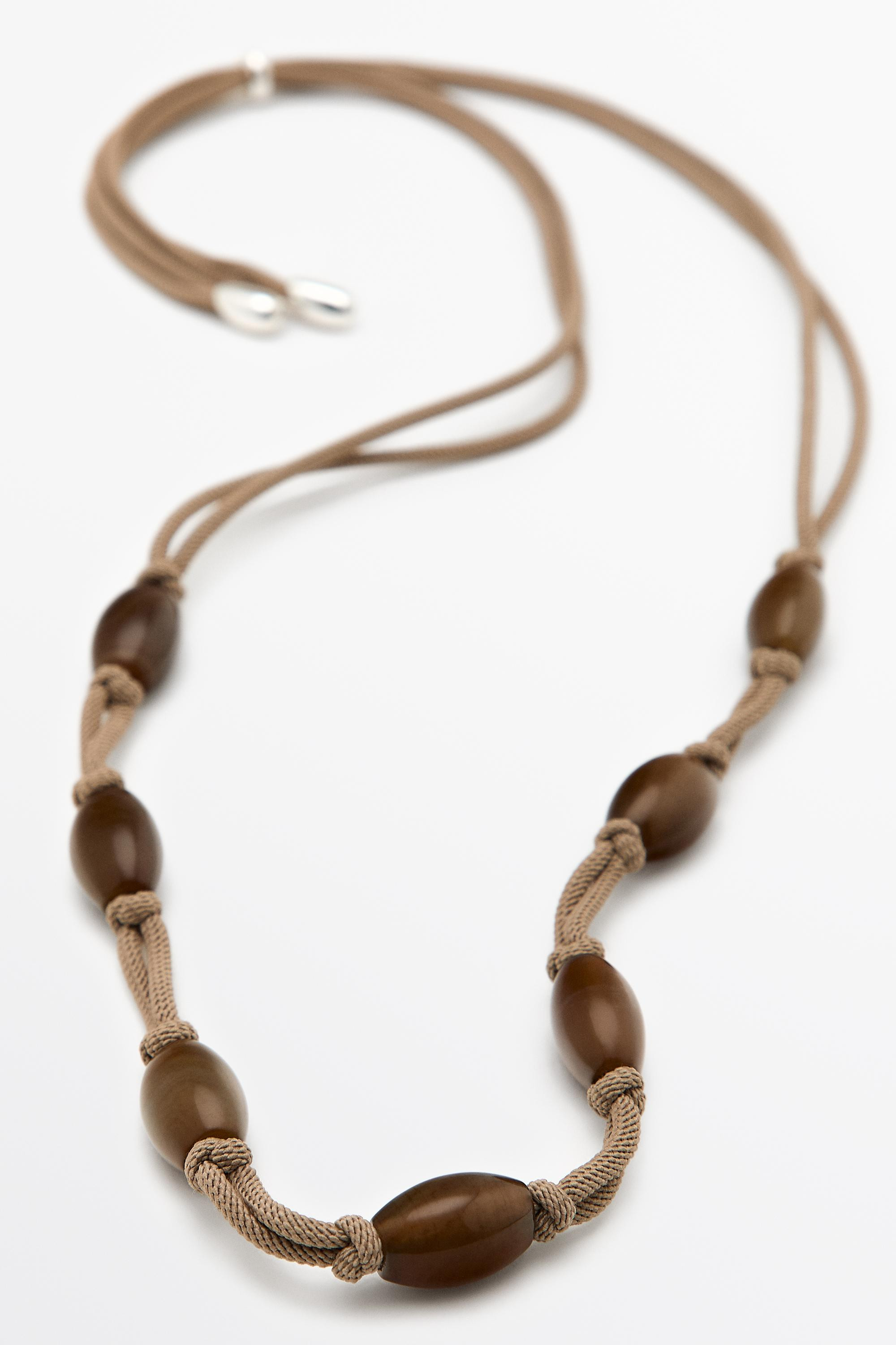 Gem-effect bead cord necklace | Massimo Dutti UK
