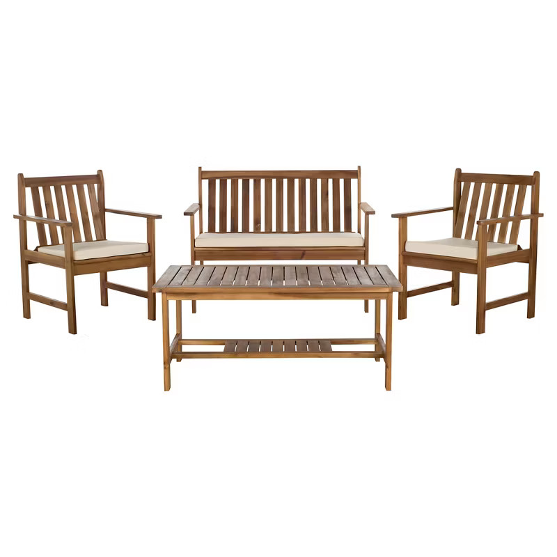 Cyprus 4-Piece Patio Conversation Furniture Set - Brown - Safavieh | Target