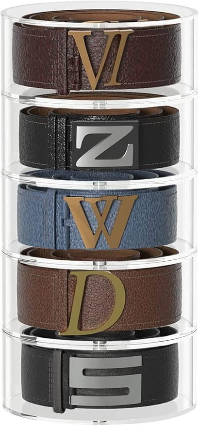 5 Layers Belt Organizer for Closet, Carmanon Acrylic Belt Storage Organizer Clear Belt Holder, Me... | Amazon (US)