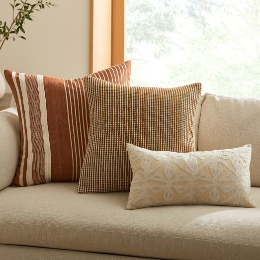 Earth Tones Reverse Applique Pillow Cover Set | West Elm (US)