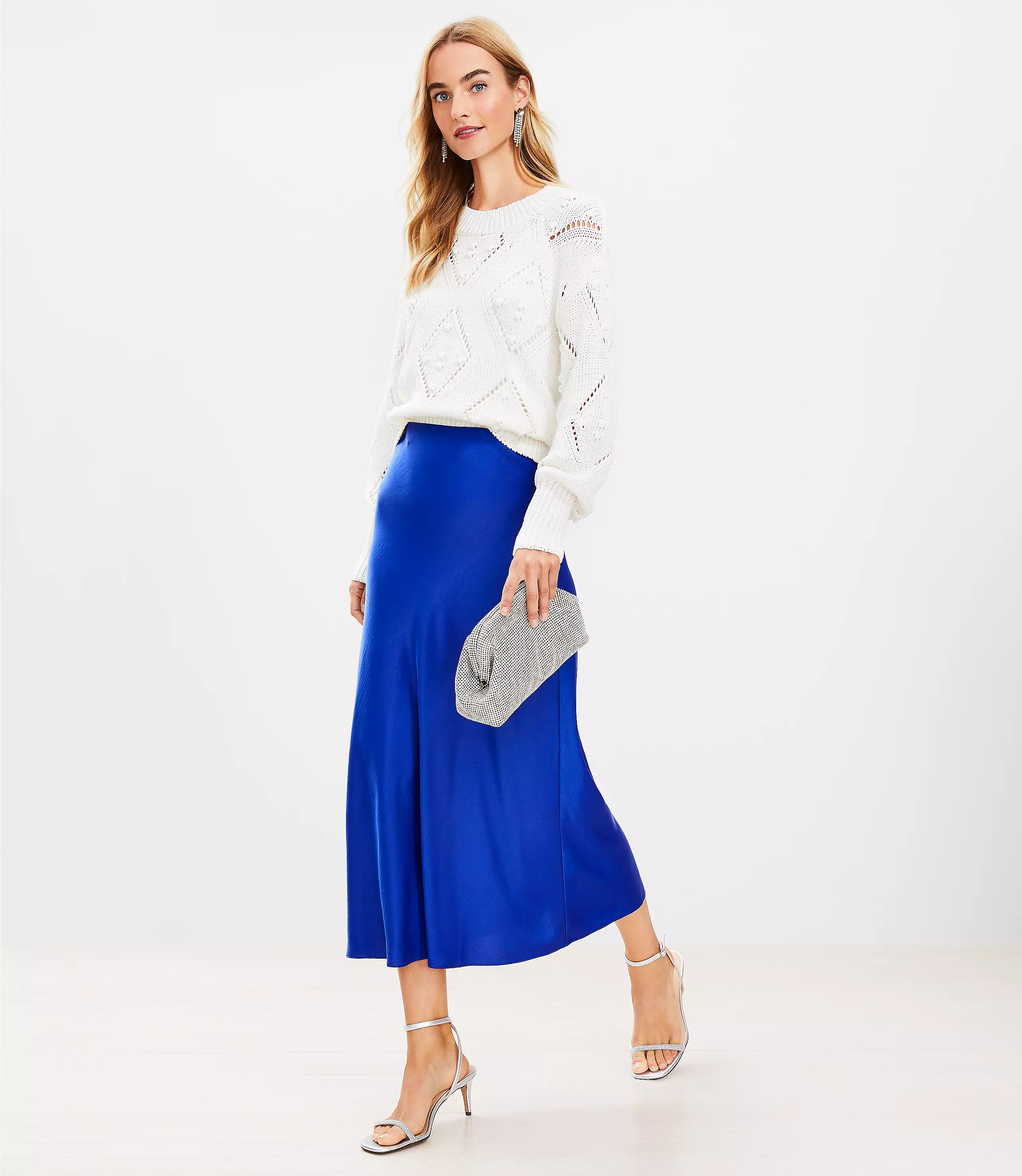 Satin Bias Midi Skirt | LOFT