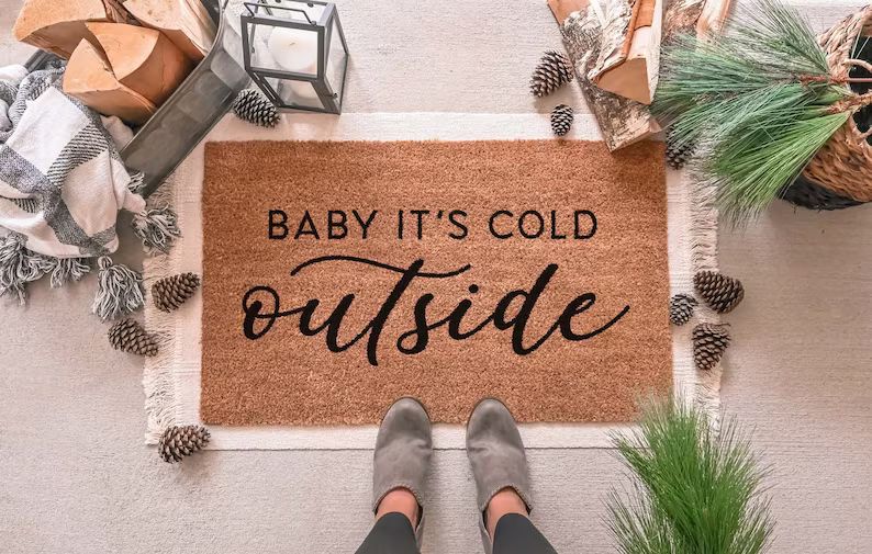 Baby It's Cold Outside Doormat, Holiday Doormat, Christmas Doormat, Christmas Welcome Mat, Christ... | Etsy (US)