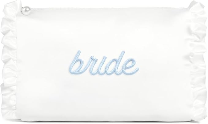 xo, Fetti White Satin Bride Cosmetic Bag | Bachelorette Party Decorations, Bride To Be Purse, Bri... | Amazon (US)