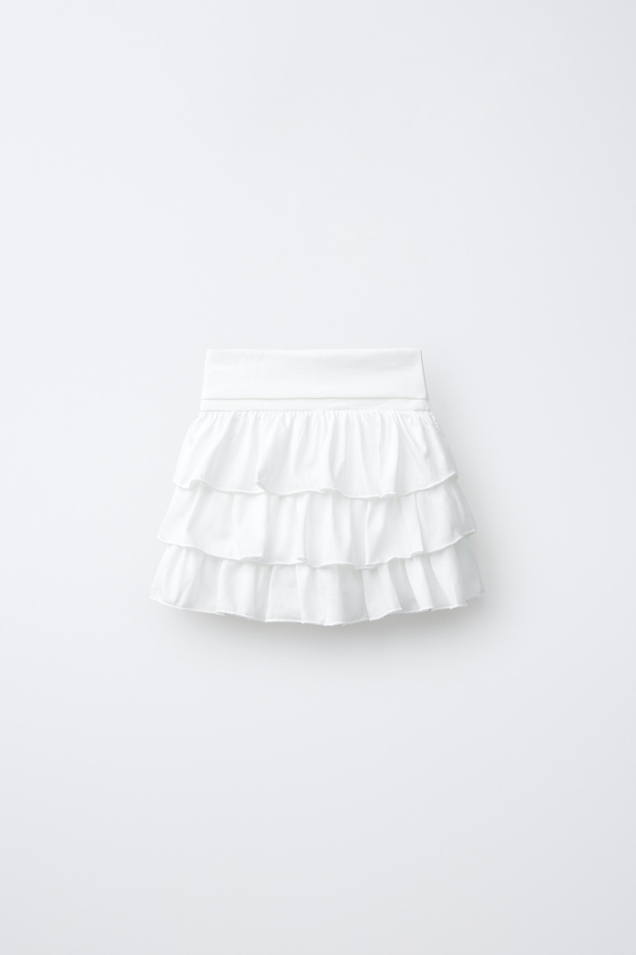 Skirt with interior shorts and a folded elastic waistband. Features ruffle details. | Zara US