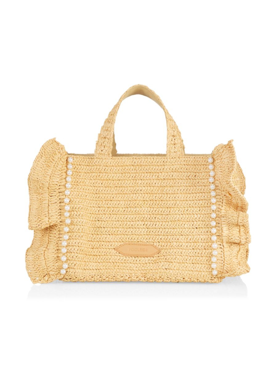 Poolside The Small Sogno Pearl Raffia Tote | Saks Fifth Avenue