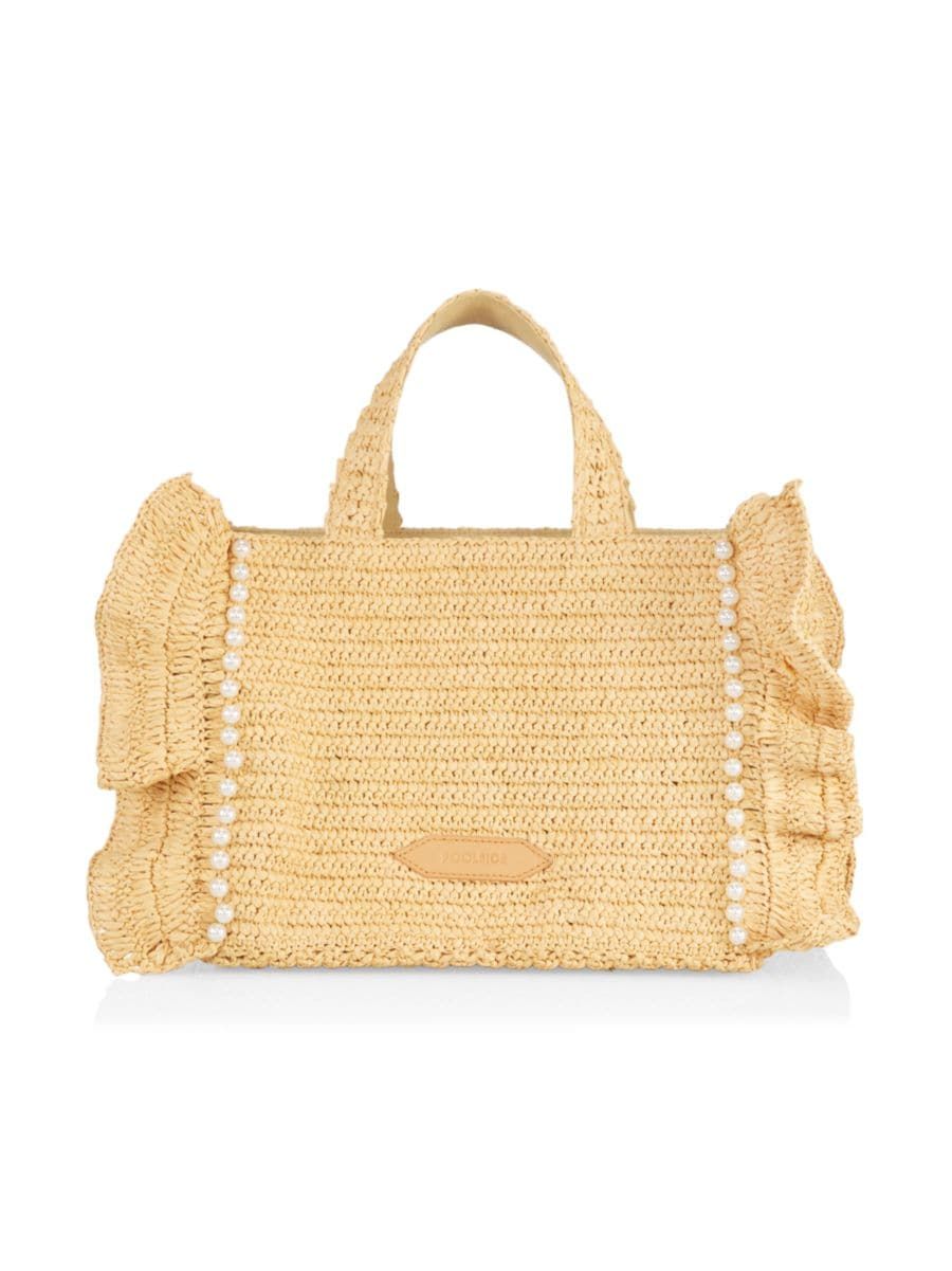 Poolside The Small Sogno Pearl Raffia Tote | Saks Fifth Avenue