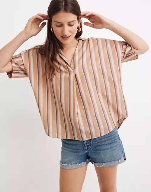 Courier Button-Back Shirt in Rainbow Stripe | Madewell