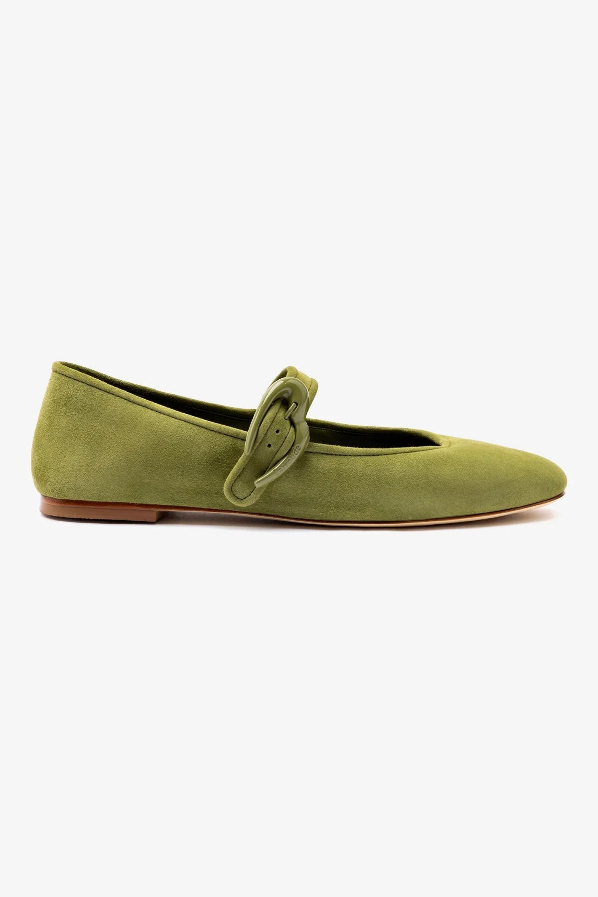 Verona Ballet Flat In Seaweed Suede | Larroude