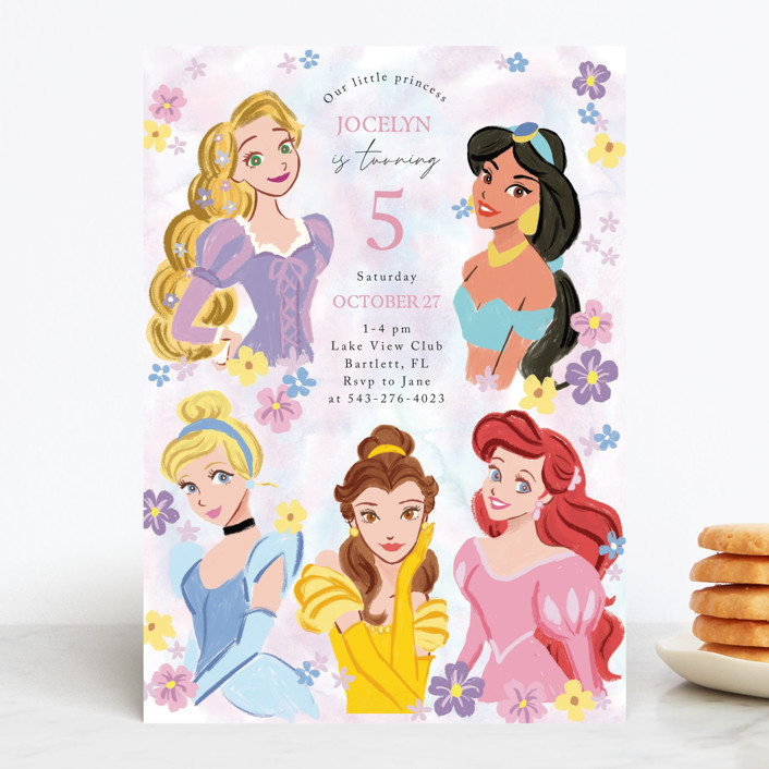 "Disney's Princess Portrait" - Customizable Children's Birthday Party Invitations in Pink by Cass... | Minted
