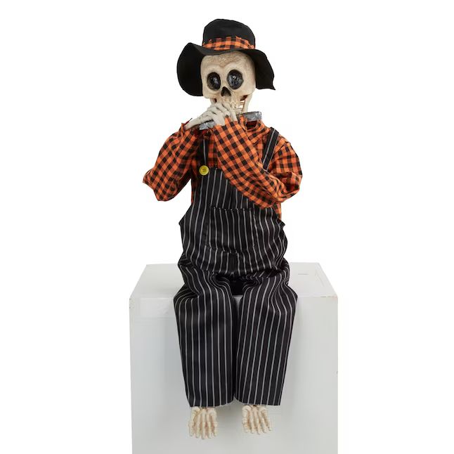 Haunted Living  3-ft Lighted Animatronic Skeleton with Harmonica | Lowe's