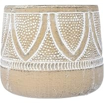 Creative Co-Op Embossed Terracotta Planter with Whitewash Finish (Holds 5" Pot | Amazon (US)