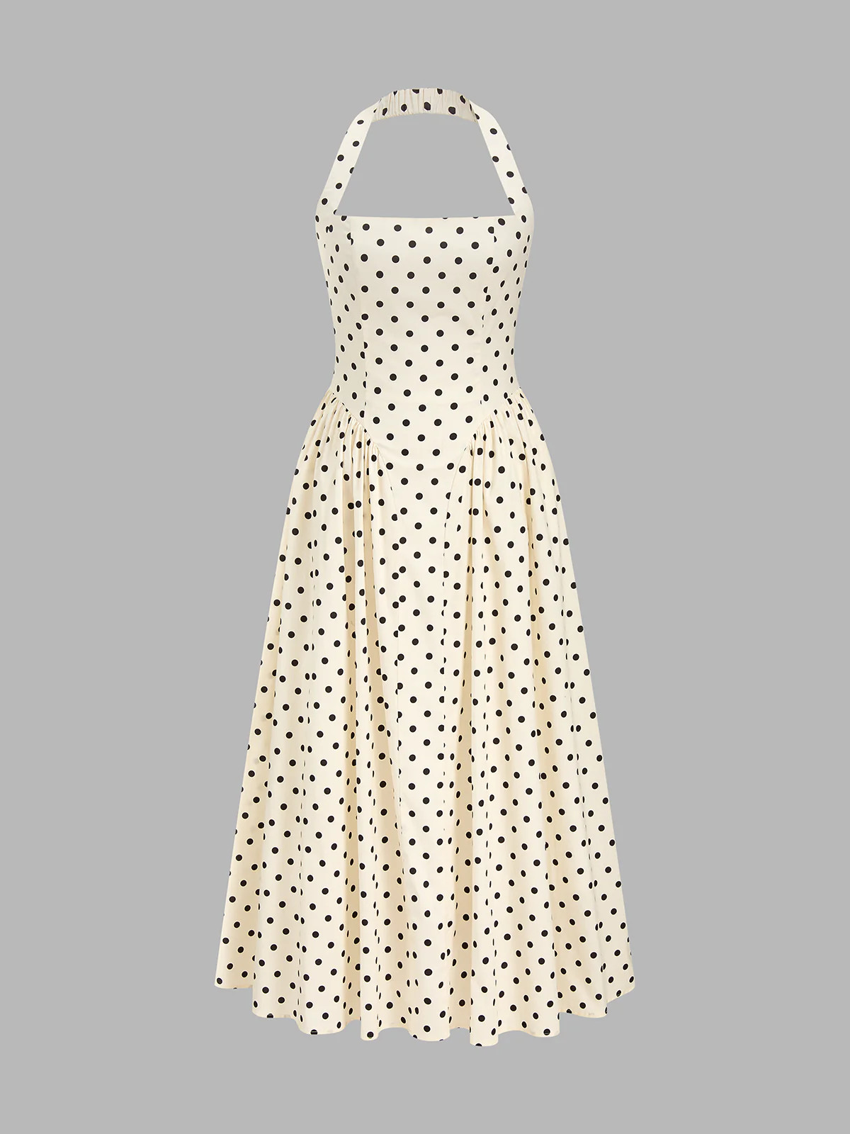 Polka Dot Halter Neck Maxi Dress | Commense
