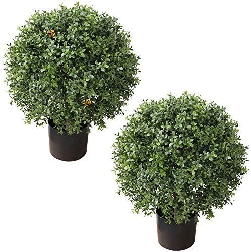 2'T 19''D Topiaries Trees Artificial Outdoors 2 Pack Fake Boxwood Bushes Outside Potted Tree | Amazon (US)