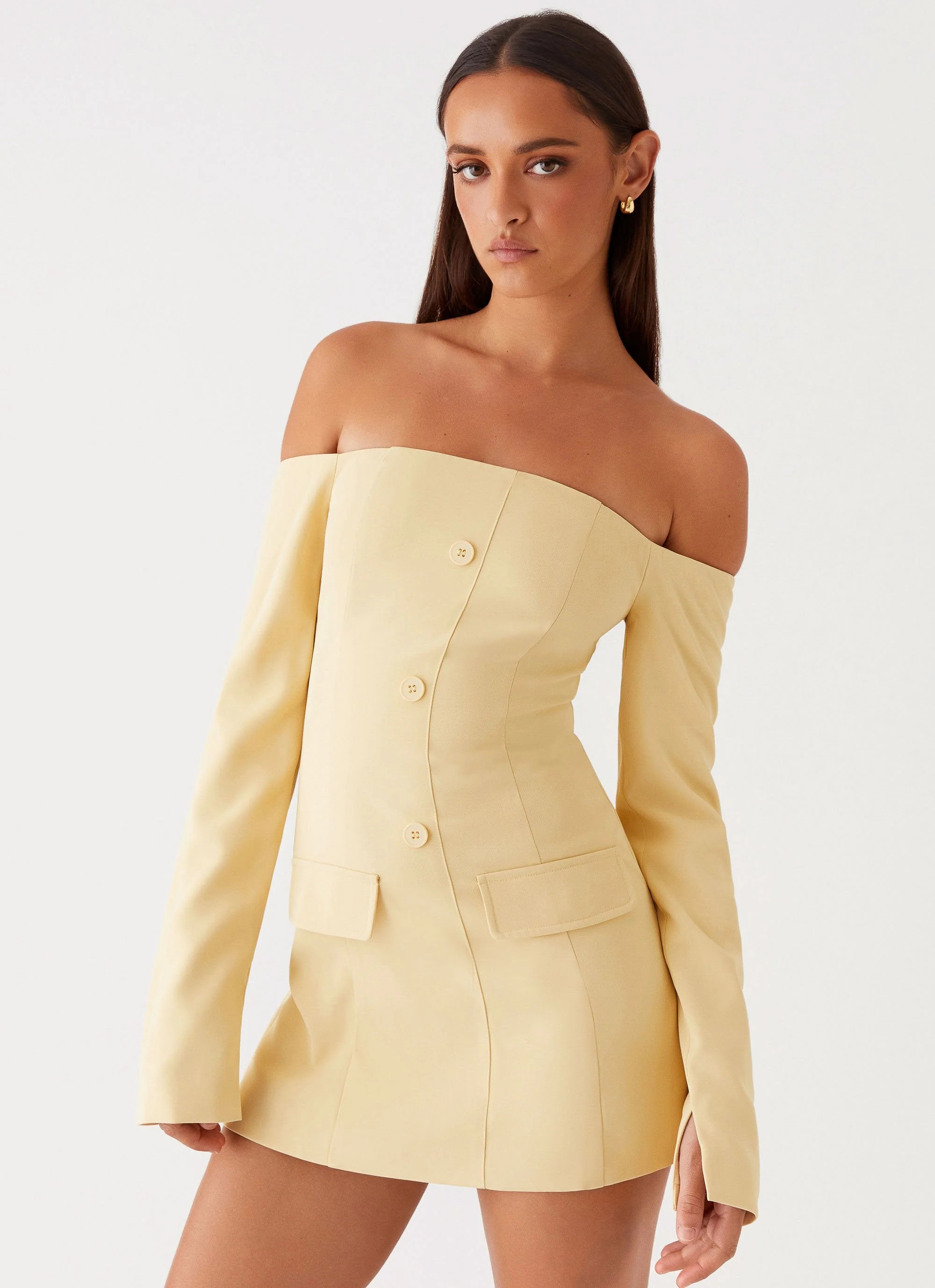 Dominique Blazer Mini Dress - Yellow | Peppermayo (Global)