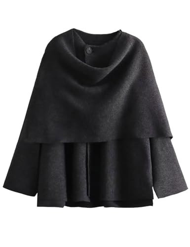 WOWULOVELY Women's Winter Oversized Scarf Jacket Shawl Wraps Knit Long Sleeve Button Peacoat Coat Sweater Cardigan(Grey-S) | Amazon (US)