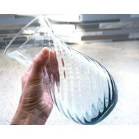 Thin Hand Blown Glass Vase, Spiral Vase 8.75 Inches, Clear/Teal Glass, Vintage Modern Home Decor | Etsy (US)