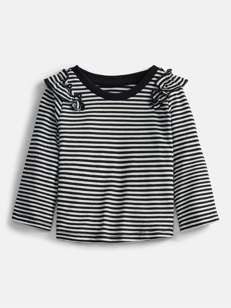 Wonder Nation Baby and Toddler Girls' Tee with Long Flutter Sleeves, Sizes 0M-5T | Walmart (US)