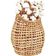 mDesign Open Weave Water Hyacinth Hanging Wall Storage Belly Basket for Flowers & Essentials, Dec... | Amazon (US)
