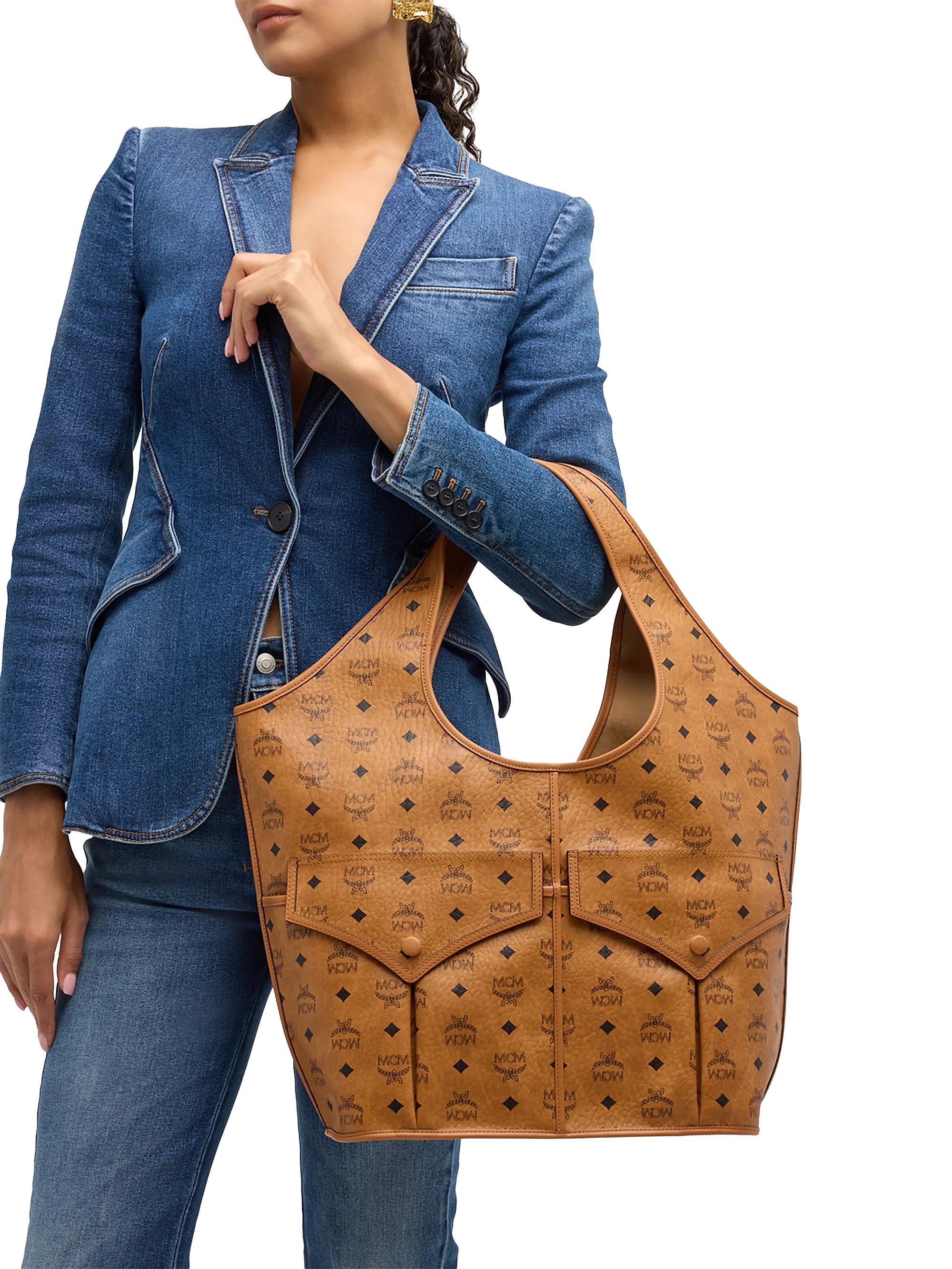 MCM Visetos Monogram Canvas Shopper Tote Bag | Saks Fifth Avenue | Saks Fifth Avenue