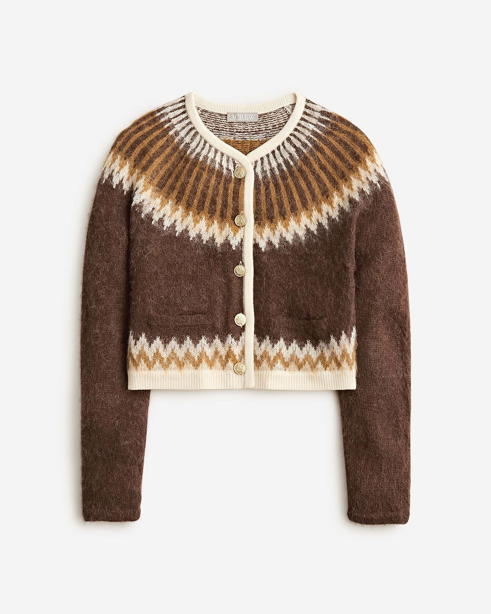 Fair Isle cardigan sweater in brushed yarn | J. Crew US