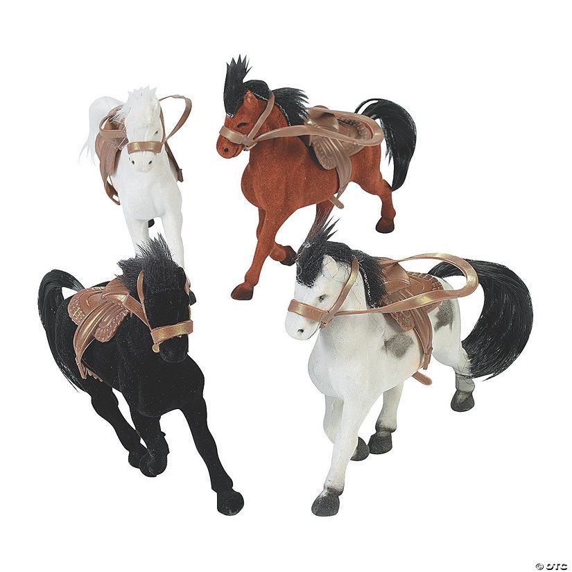 Flocked Horses with Saddle - 12 Pc. | Oriental Trading Company