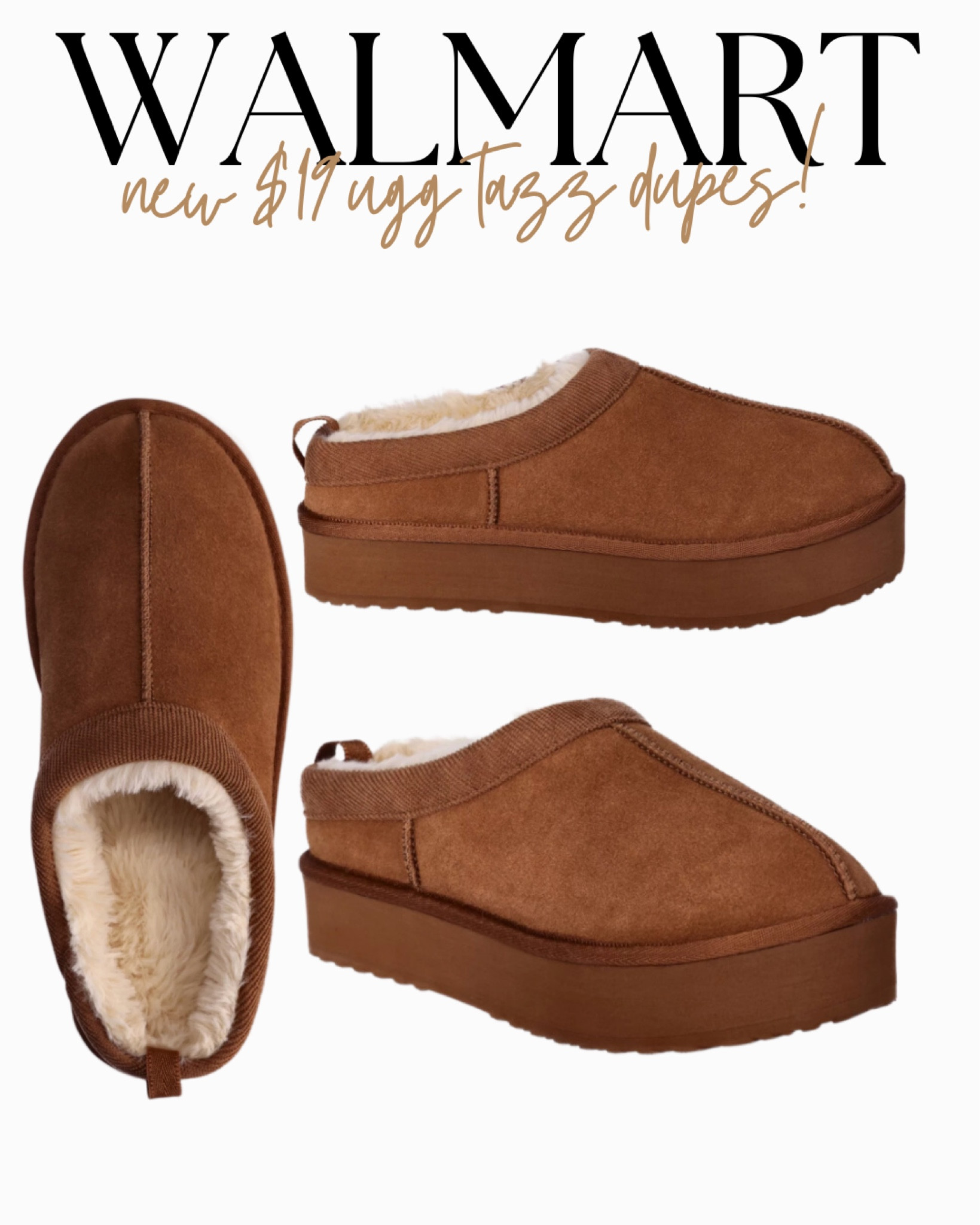 New $19 UGG lookalikes!!! These look just like their “classic slippers” that are $100  Added these to my cart so fast! 



Walmart. Walmart fashion. Walmart style. Walmart finds. Walmart new arrivals. Platform slippers. Tasman  slippers. Tazz slippers. Tazz dupe. Platform shoes. Platform house shoes. Joyspun. Fall fashion. Fall style. Fall trends. Clogs. 

#LTKFind #LTKshoecrush #LTKunder50
