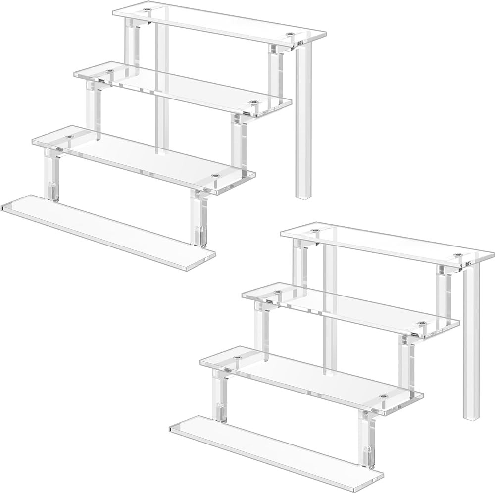 WINKINE 4 Tier Acrylic Makeup Display Stands, Clear Riser Shelf Organizer for Cabinet, Countertop... | Amazon (US)