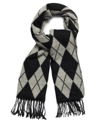 Steve Madden Two-Tone Argyle Midweight Scarf - Black White | Macy's