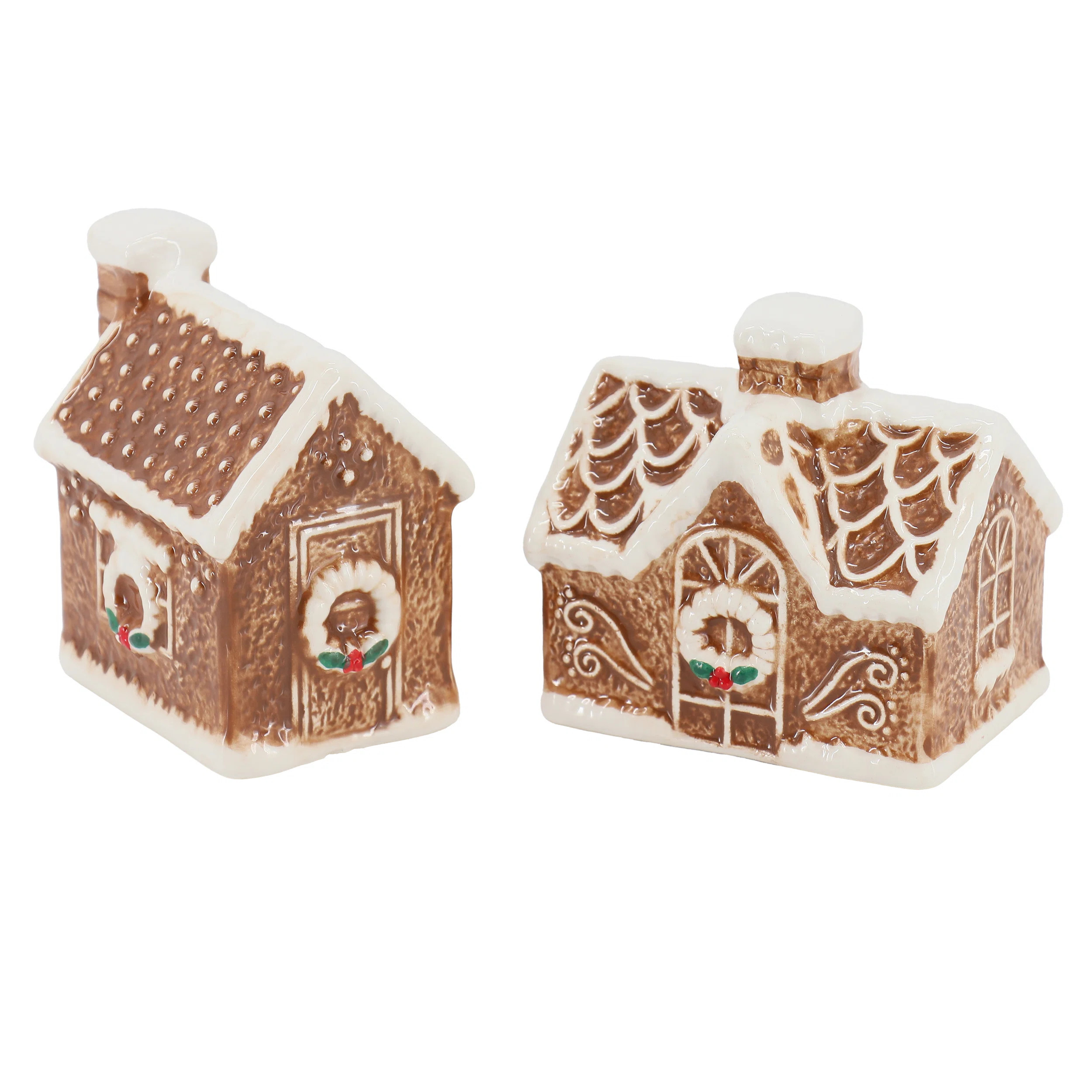 Martha Stewart Ceramic Gingerbread House Salt and Pepper Shaker Set in Brown | Wayfair North America