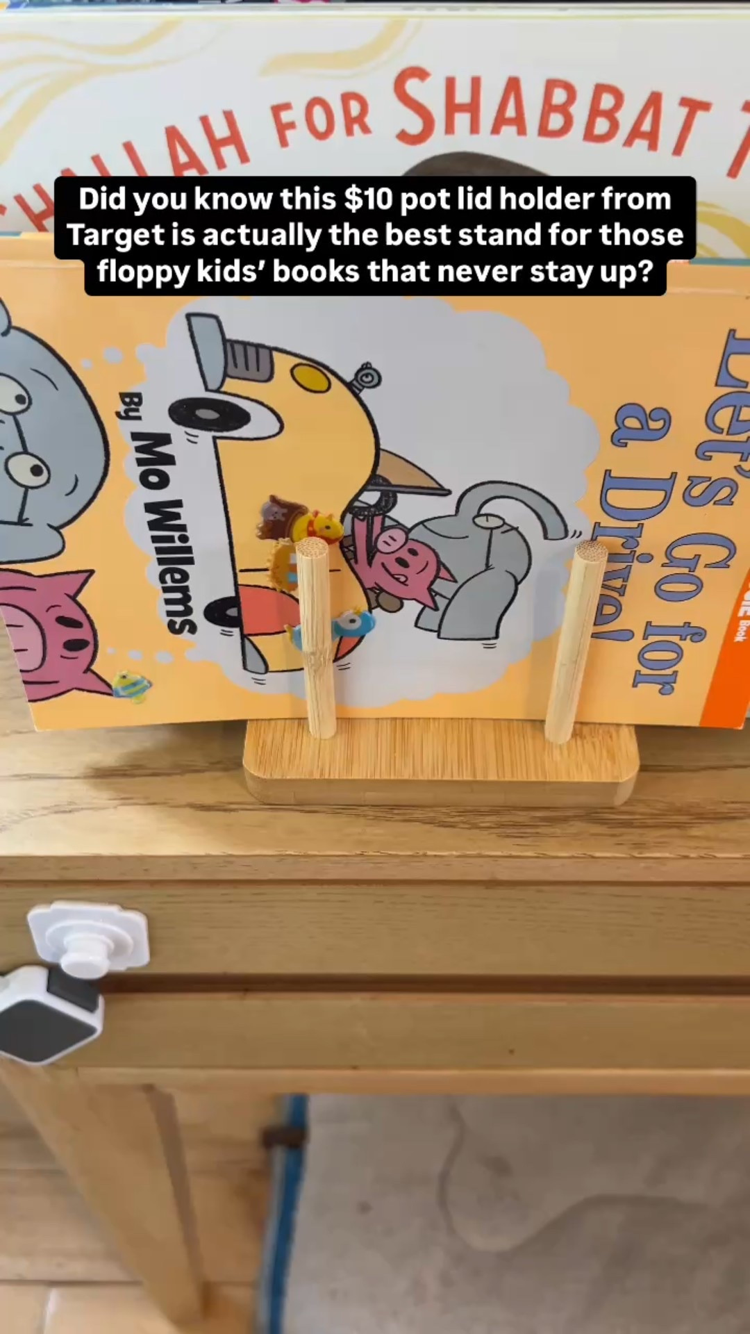 Did you know this $10 pot lid holder from Target is actually the best stand for those floppy kids’ books that never stay up?

#LTKFindsUnder50 #LTKHome #LTKKids