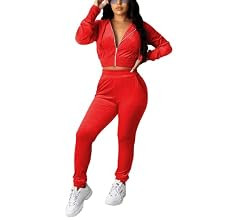 PINSV Velour Tracksuit Two Piece Outfits For Women | Amazon (US)