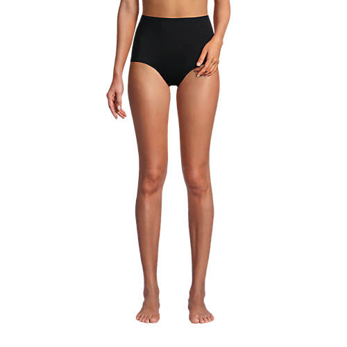 Women's Chlorine Resistant Tummy Control Tugless High Waisted Bikini Swim Bottoms | Lands' End (US)