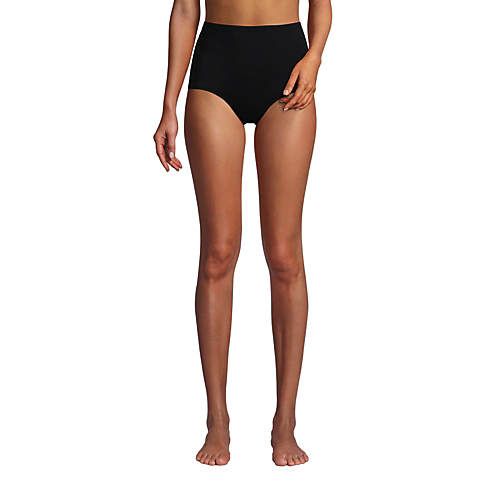 Women's Chlorine Resistant Tummy Control Tugless High Waisted Bikini Swim Bottoms | Lands' End (US)