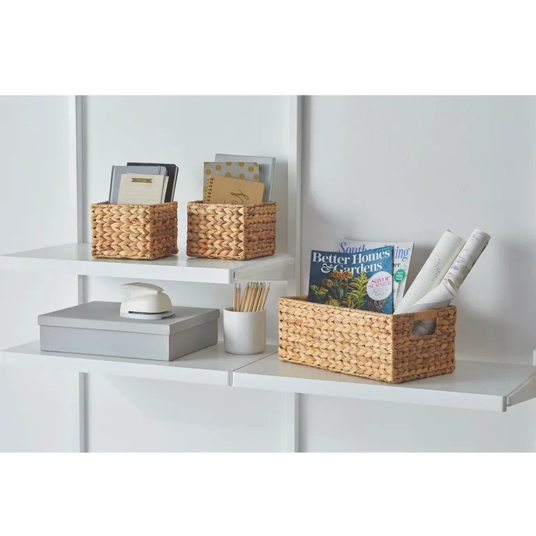 Better Homes & Gardens 3-Piece Woven Natural Water Hyacinth Storage Basket Set Large 16.14” x 6... | Walmart (US)