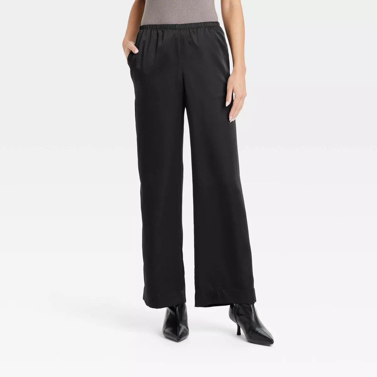 Women's Mid-Rise Straight Leg Satin Pull-On Pants - A New Day™ | Target