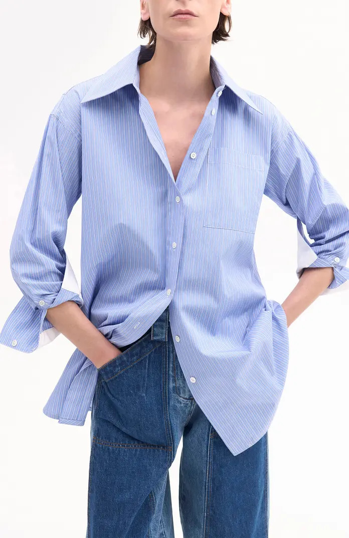 Tunic Button Down Shirt in Cotton | Nordstrom