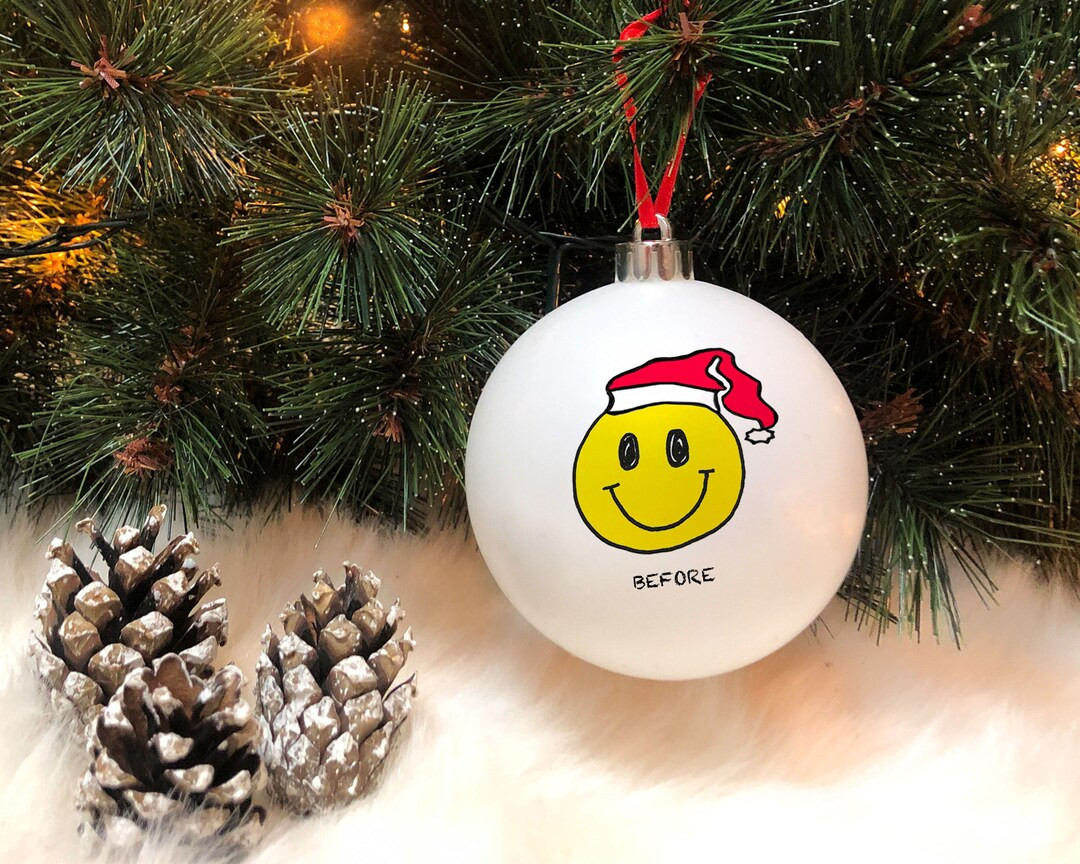 Acid House Smiley Bauble Personalised Christmas Tree Ornament - Etsy UK | Etsy (UK)