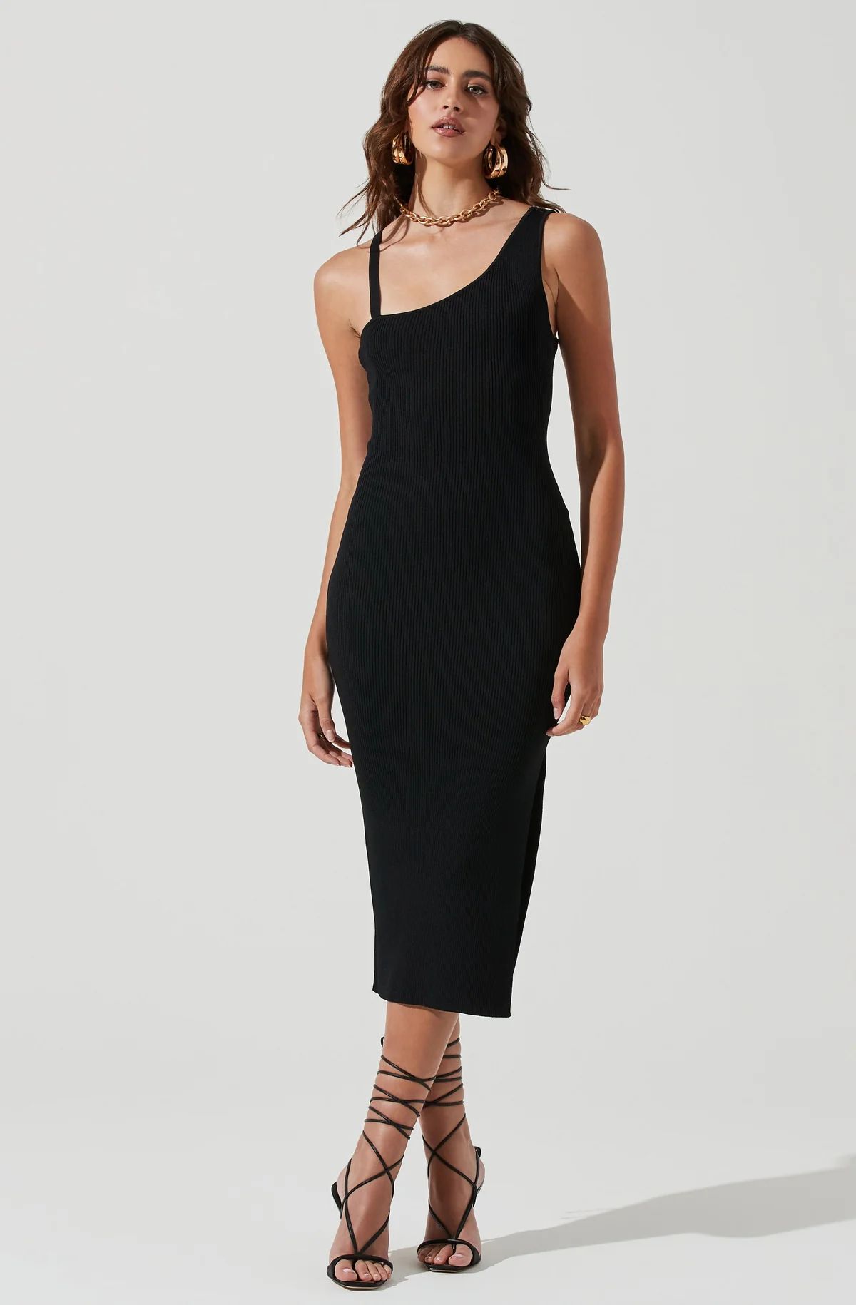 Romi Asymmetrical Neck Bodycon Midi Dress | ASTR The Label (US)