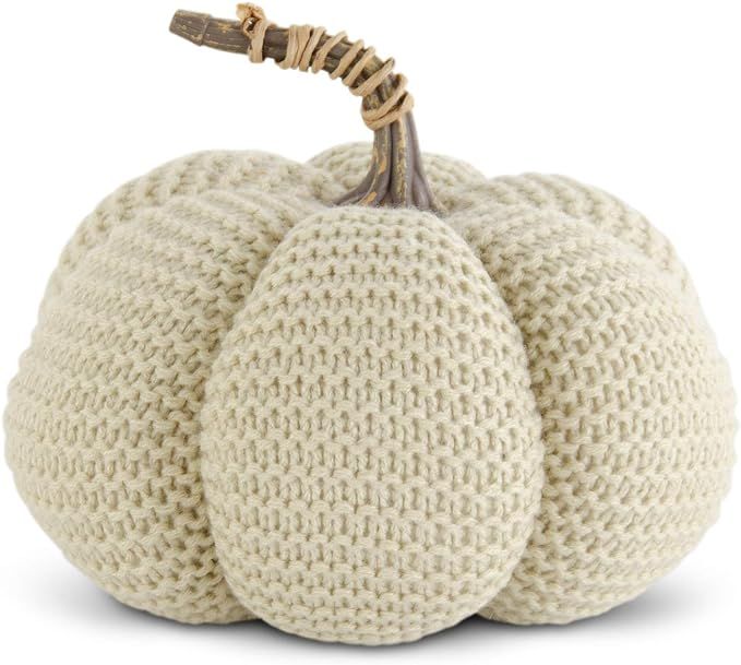 K&K Interiors 42102C-CR 7 Inch Cream Knit Stuffed Pumpkin | Amazon (US)