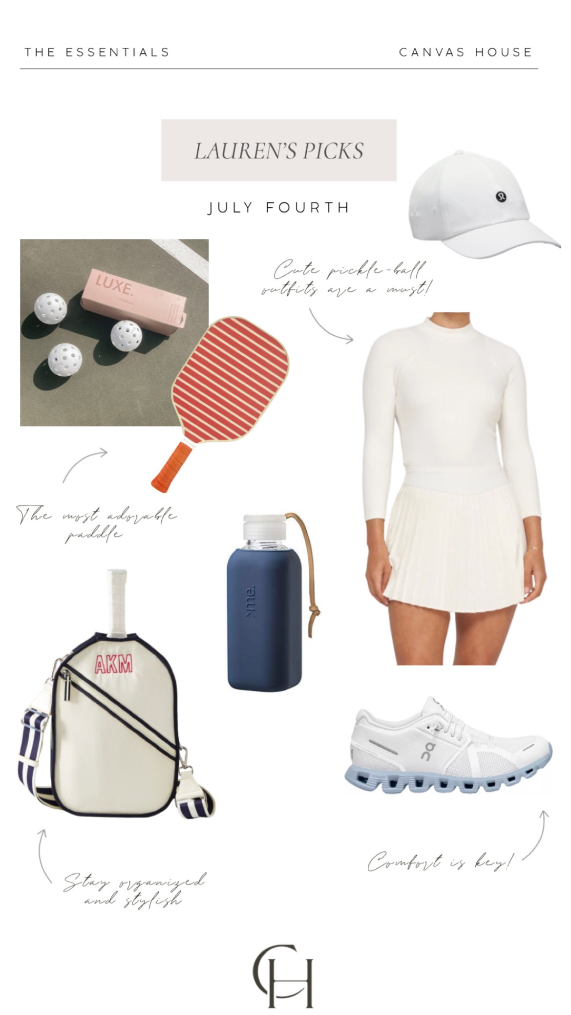 The essentials for a perfect day at the pickle-ball courts 👟