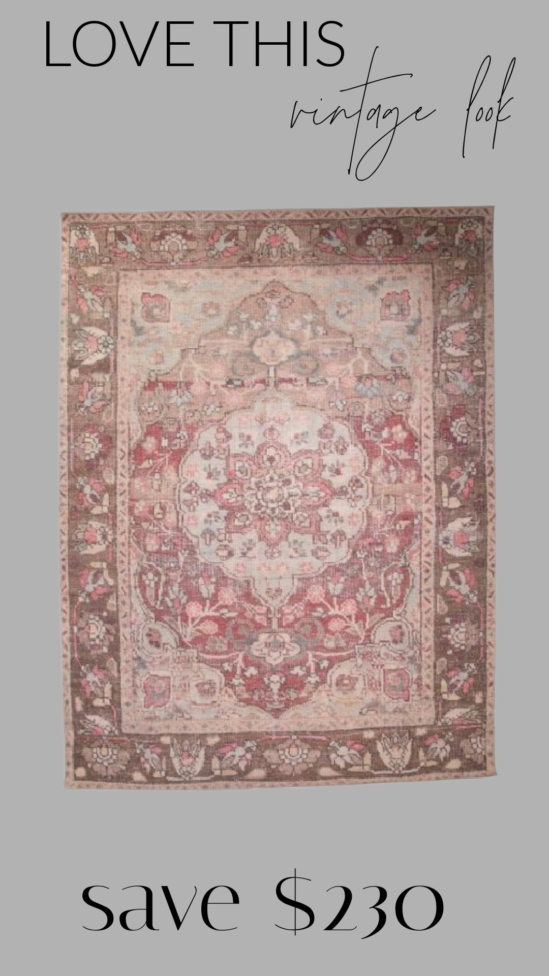 I love the vintage look of this rug. The colors are soft and muted, and it gives that collected, lived-in feel without the designer price tag. This one saves about $230 compared to similar styles. Linking it here.

#LTKHome #LTKSaleAlert