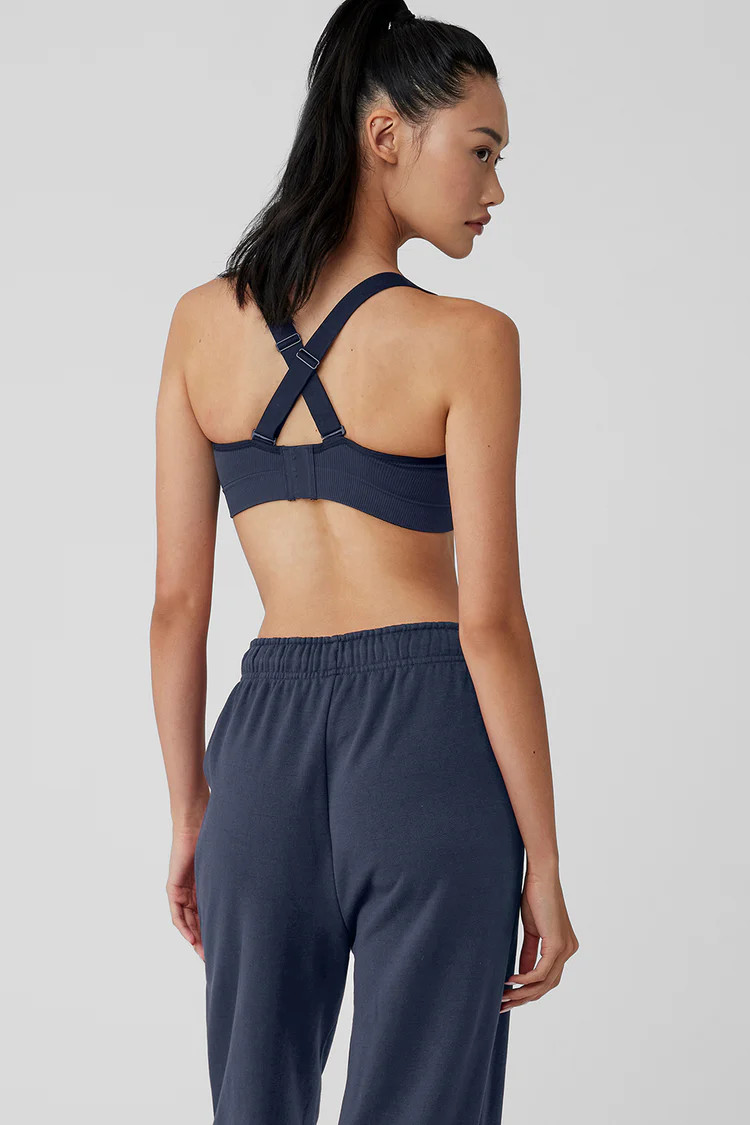 Seamless Ribbed Favorite Bra - Navy | Alo Yoga