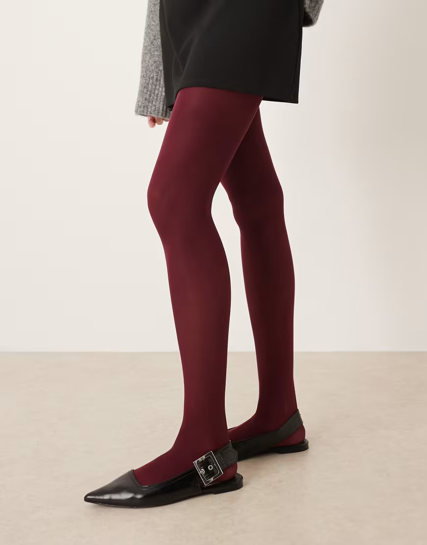 My Accessories opaque tights in burgundy-Red | ASOS (Global)