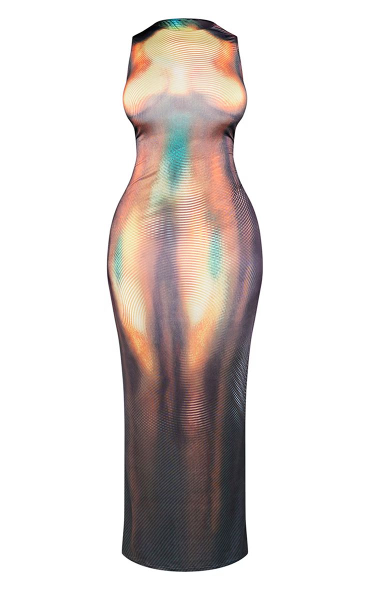 Shape Multi Printed Body Print Racer Maxi Dress | PrettyLittleThing US