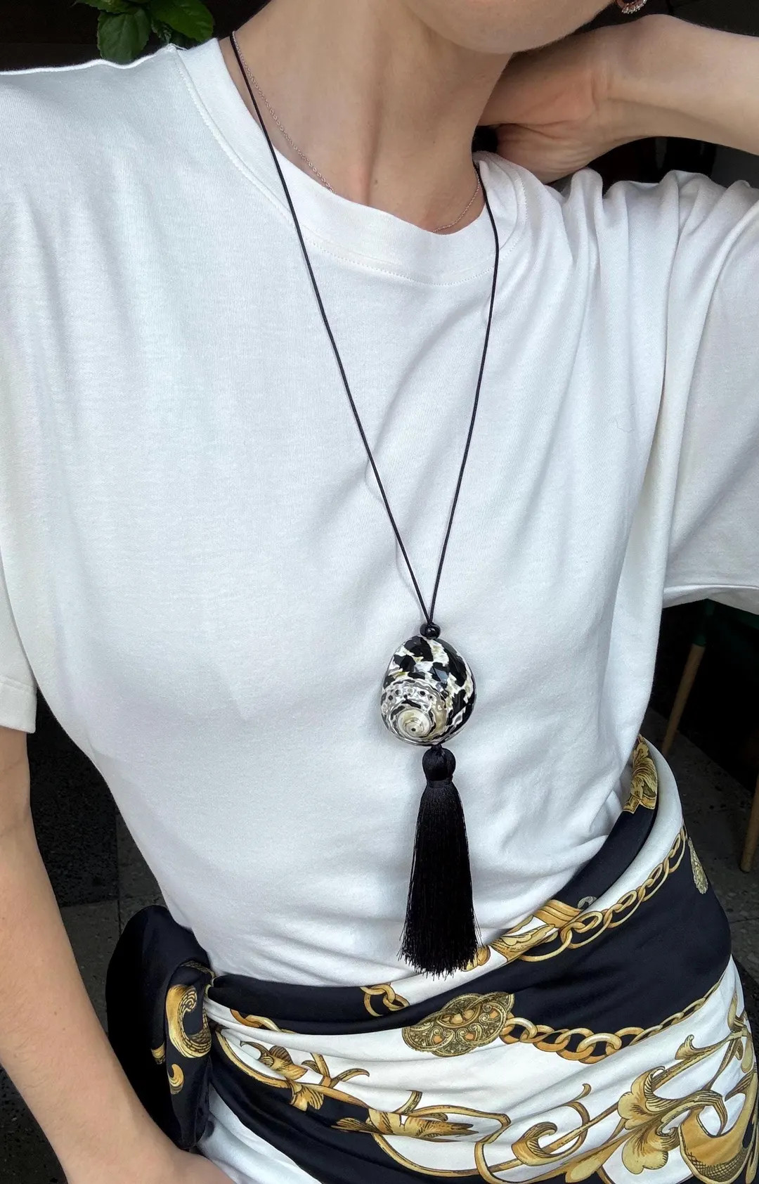 Natural Sea Shell Pendant • Long Necklace With Tassel | Maxi Pendant - Etsy | Etsy (US)