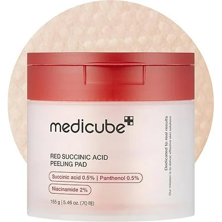 Medicube Red Succinic Acid Peeling Pad with Panthenol and Niacinamide – Exfoliating & Soothing Toner Pads for Smooth Balanced Skin – 70 Pads | Walmart (US)