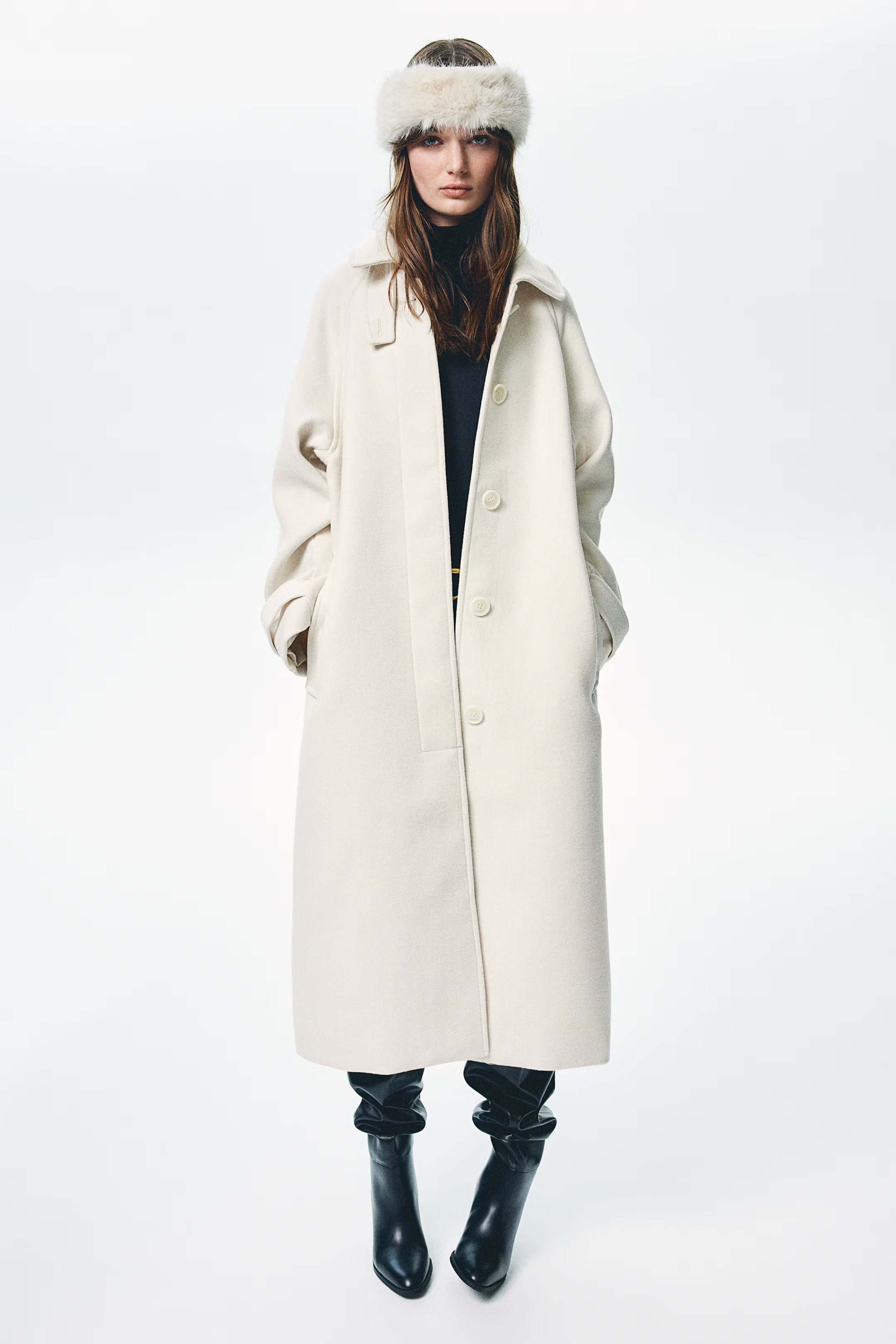 Oversized maxi coat - Cream - Ladies | H&M GB | H&M (UK, MY, IN, SG, PH, TW, HK)